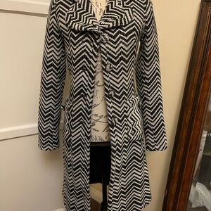 Topshop Black and White Zigzag Coat